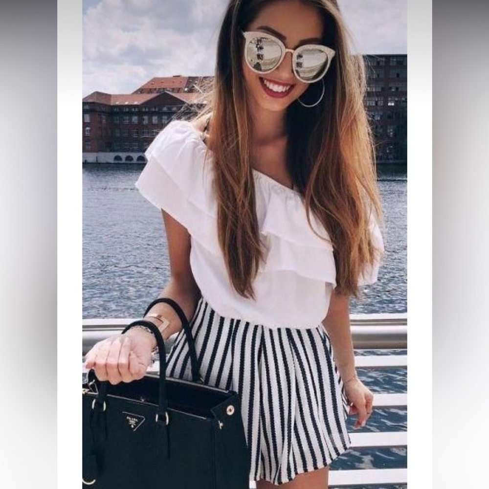 Zara one shoulder ruffled crop top